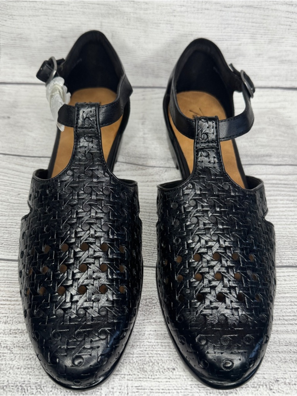 Trotters‎ Black Woven T-Strap Mules